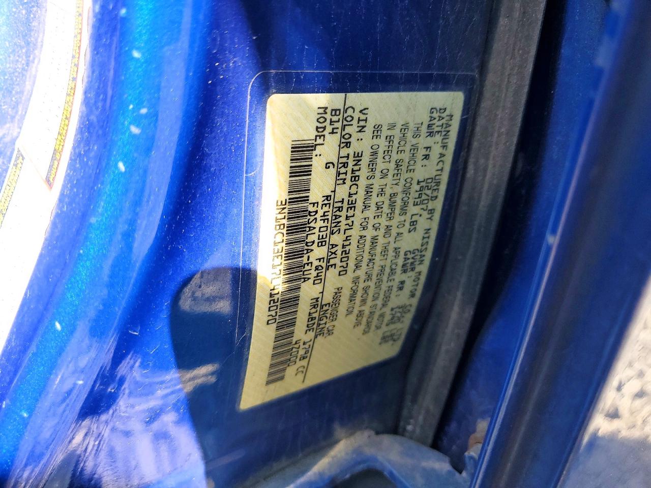 2007 Nissan Versa VIN 3N1BC13E17L412070 photo 12