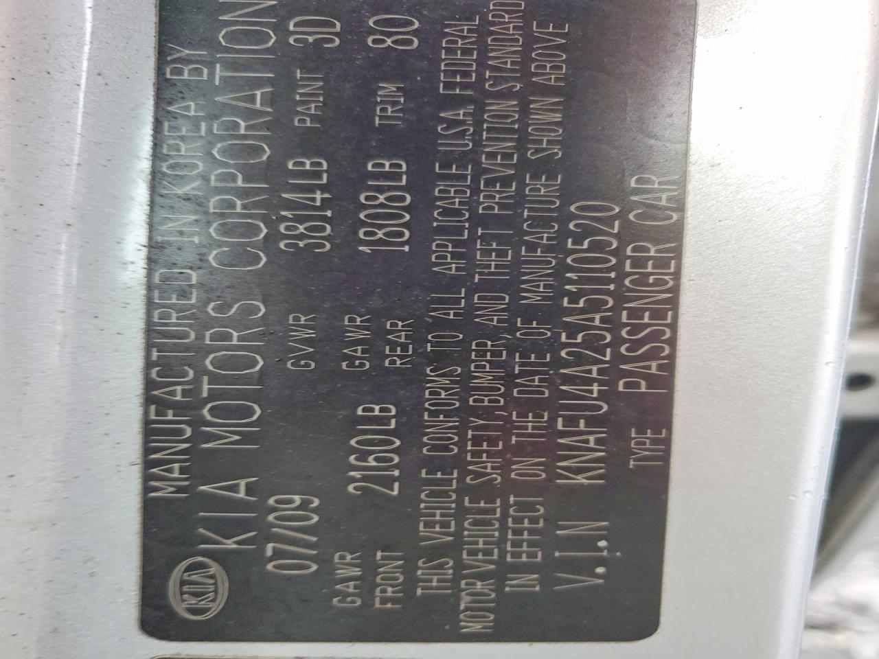 2010 Kia Forte VIN KNAFU4A25A5110520 photo 12