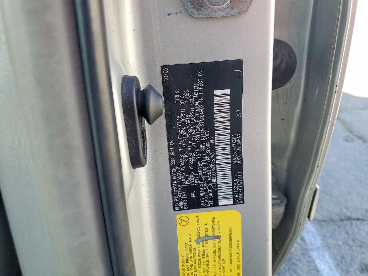 2006 LEXUS Rx350 VIN JTJHW31U960028793 photo 12