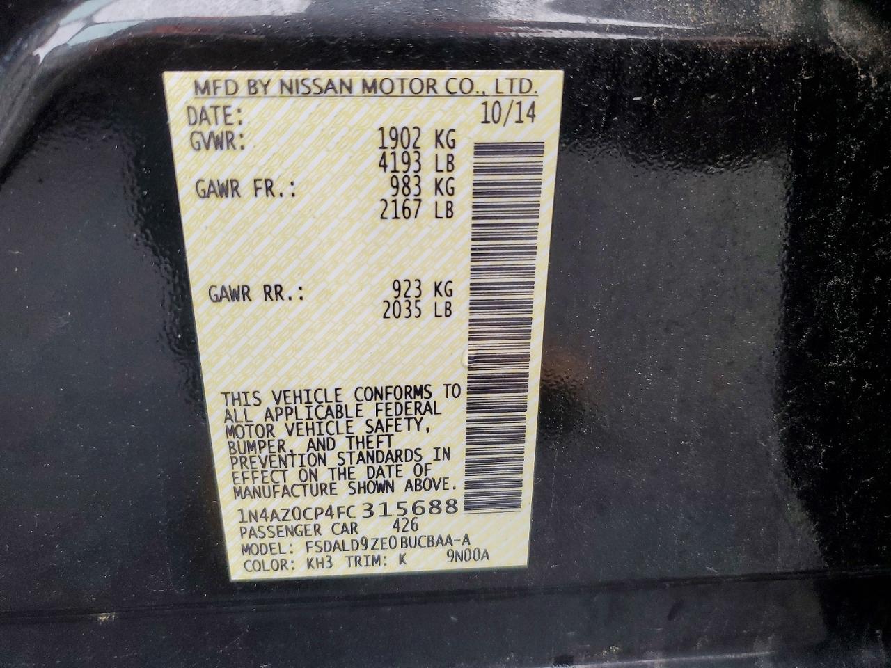 2015 Nissan Leaf VIN 1N4AZ0CP4FC315688 photo 12