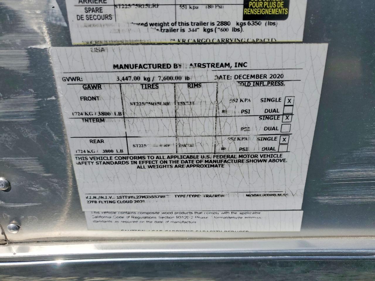 2021 AIRSTREAM Unknown VIN 1STT9YL27MJ555799 photo 10