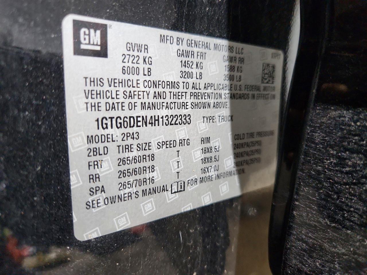 2017 GMC Canyon VIN 1GTG6DEN4H1322333 photo 12