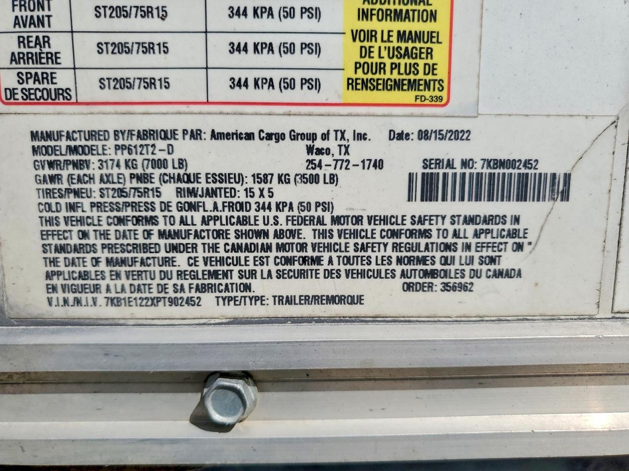 2023 HAULMARK Utility VIN 7KB1E122XPT902452 photo 10