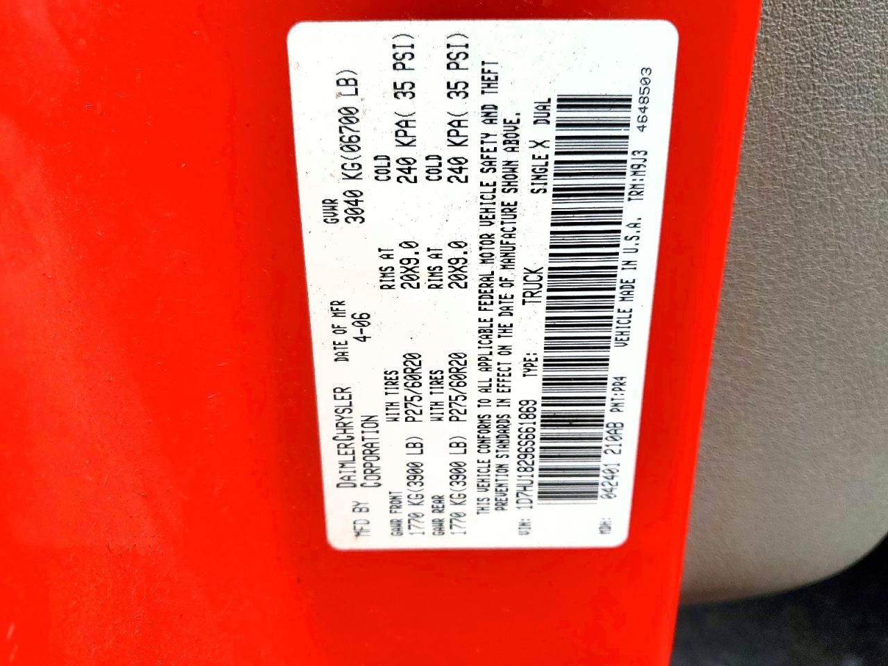 2006 Dodge Ram 1500 VIN 1D7HU18296S661869 photo 12