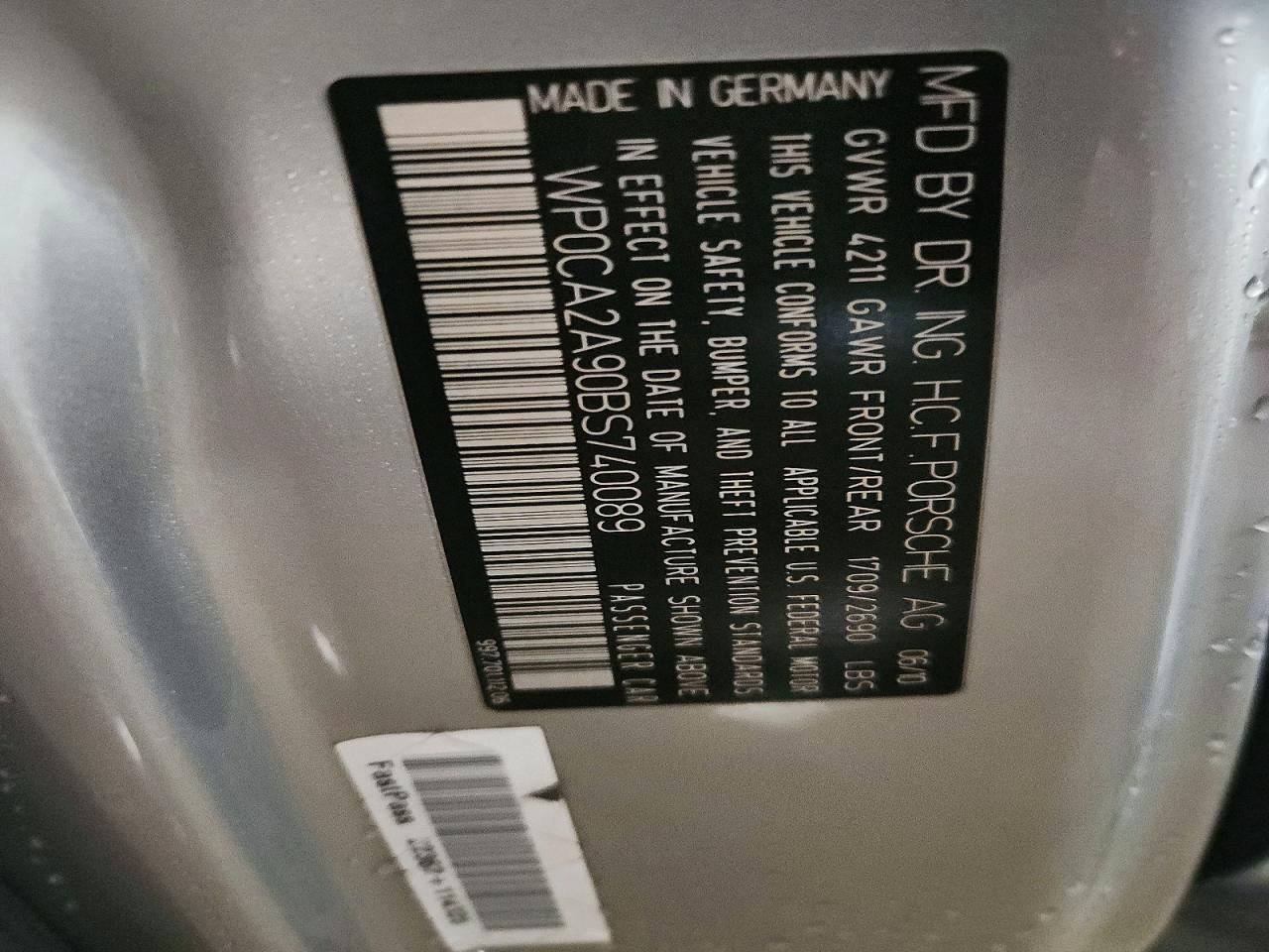 2011 Porsche 911 VIN WP0CA2A90BS740089 photo 12