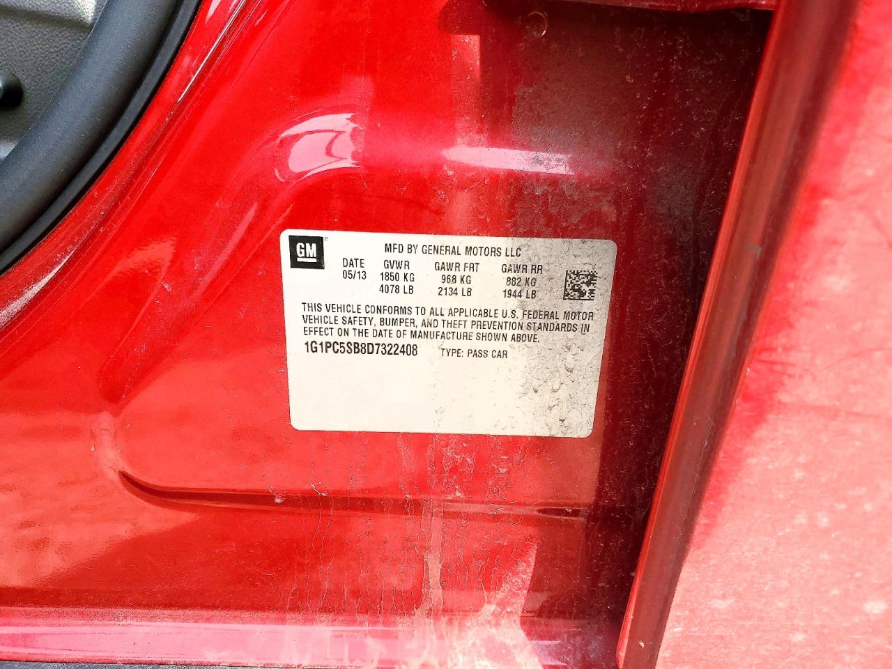 2013 CHEV Cruze VIN 1G1PC5SB8D7322408 photo 12