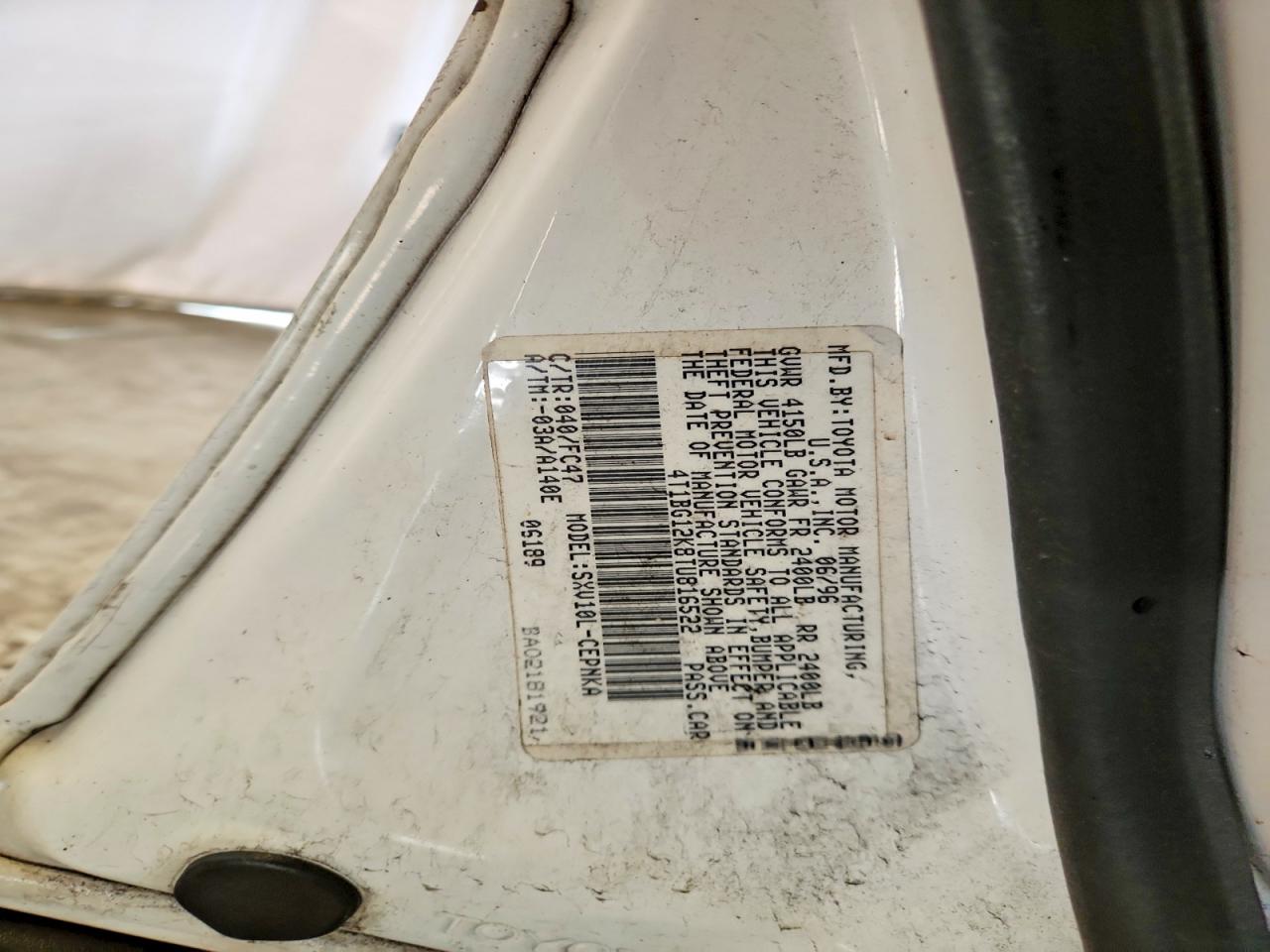 1996 TOYT Camry VIN 4T1BG12K8TU816522 photo 12