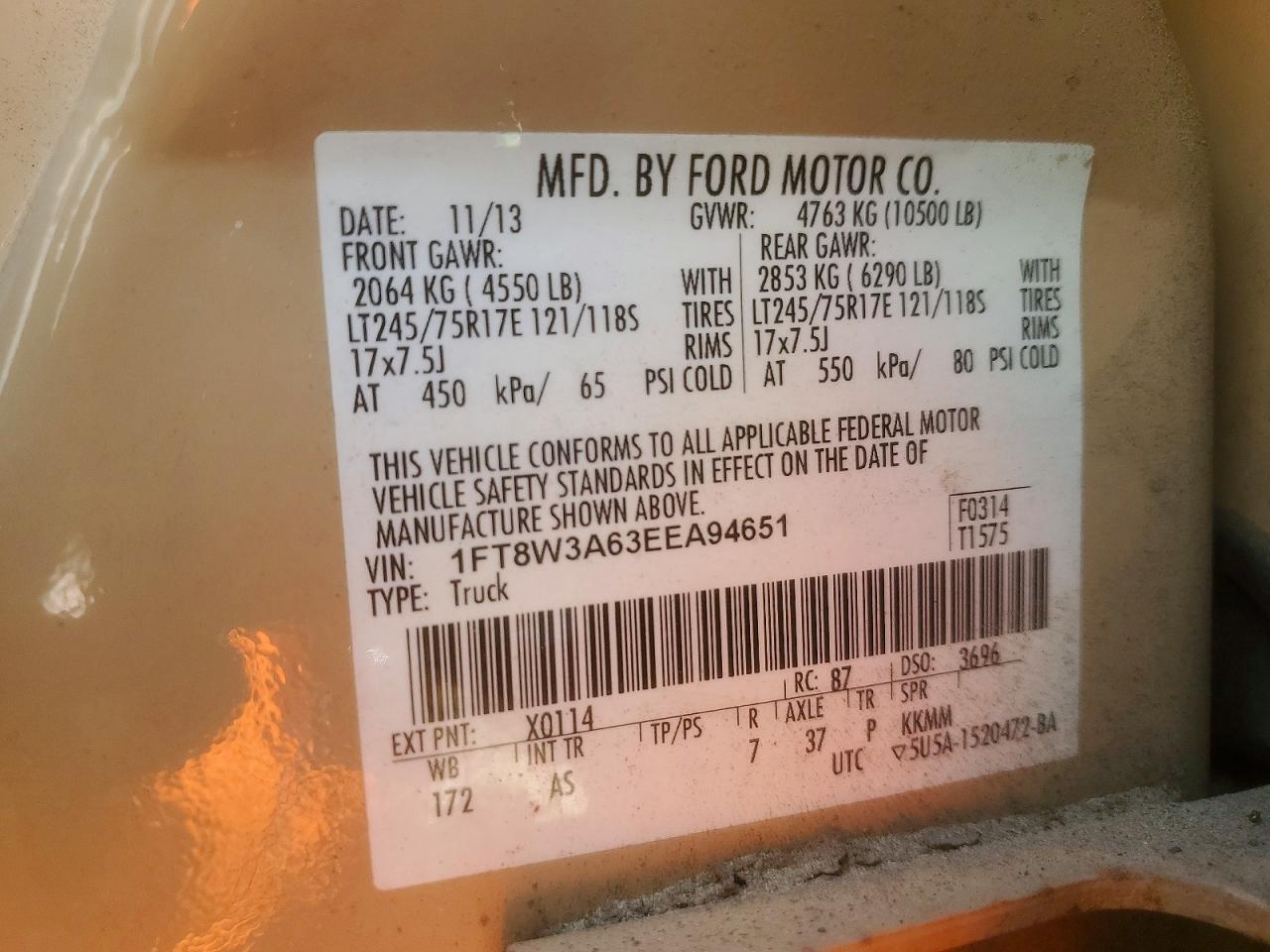 2014 Ford F350 VIN 1FT8W3A63EEA94651 photo 12