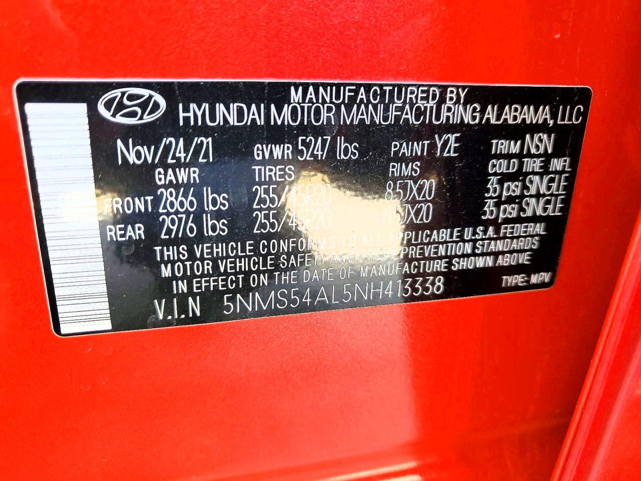 2022 Hyundai Santa fe VIN 5NMS54AL5NH413338 photo 12