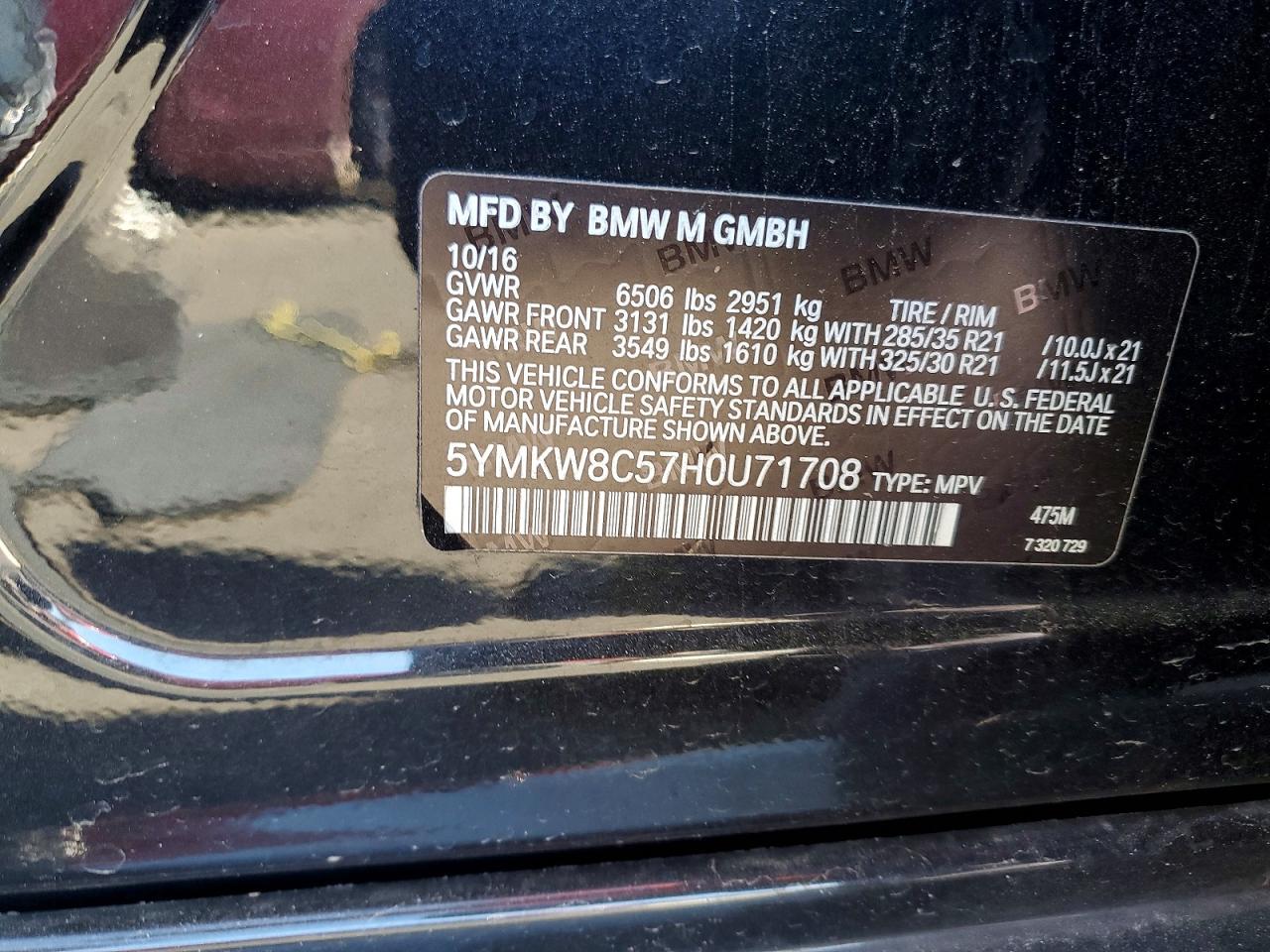 2017 BMW X6 VIN 5YMKW8C57H0U71708 photo 12
