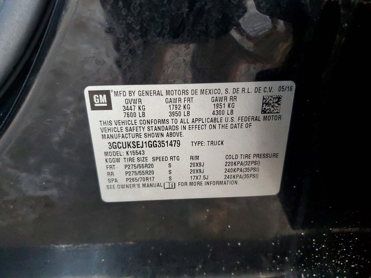 2016 Chev Silverado VIN 3GCUKSEJ1GG351479 photo 12
