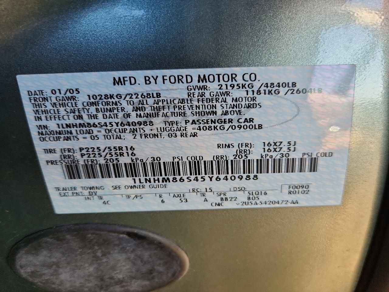 2005 LINCOLN Ls series VIN 1LNHM86S45Y640988 photo 12
