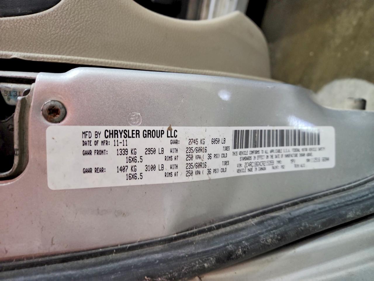 2012 Chrysler Minivan VIN 2C4RC1BGXCR215359 photo 12