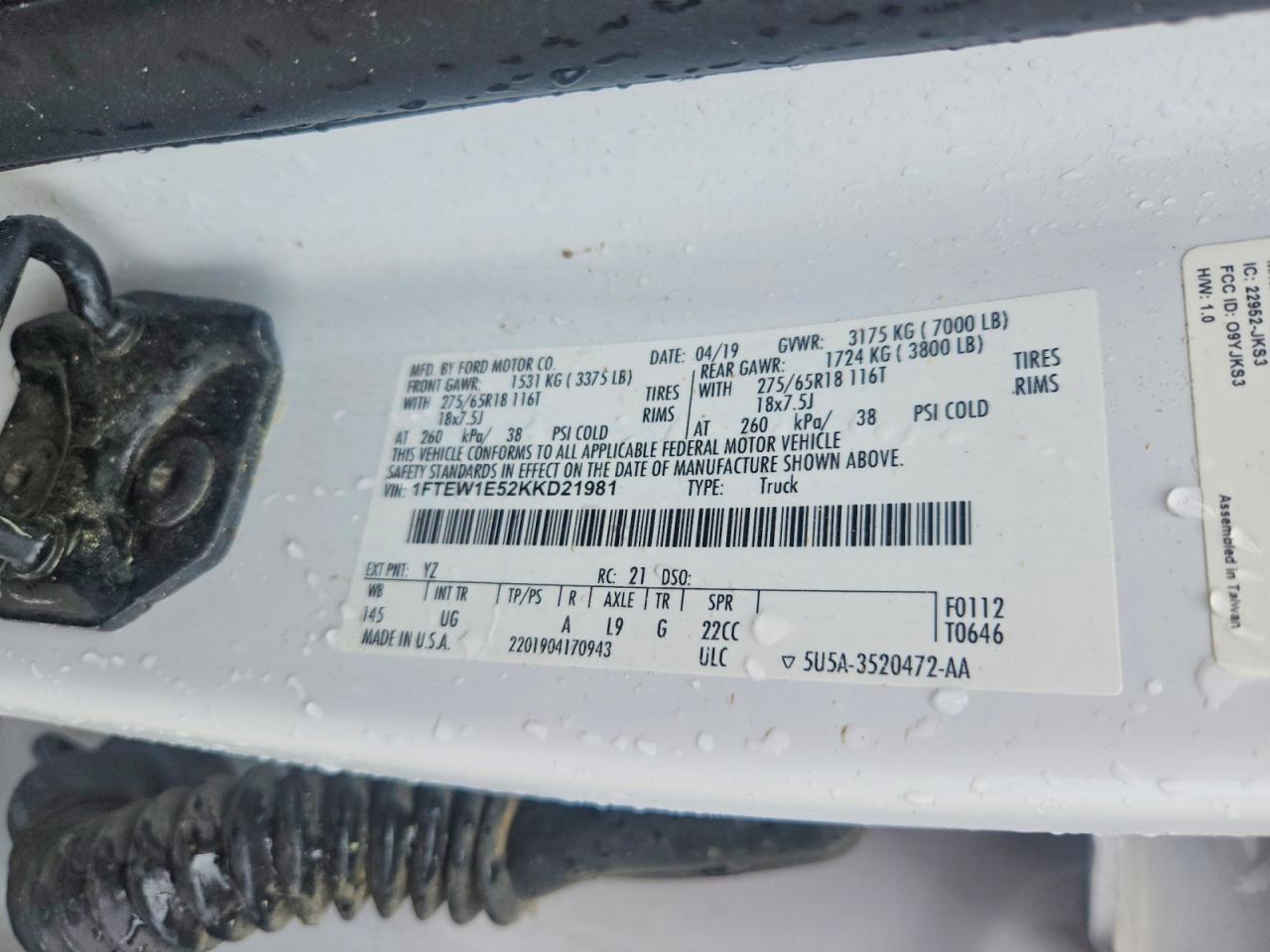 2019 Ford F150 VIN 1FTEW1E52KKD21981 photo 12