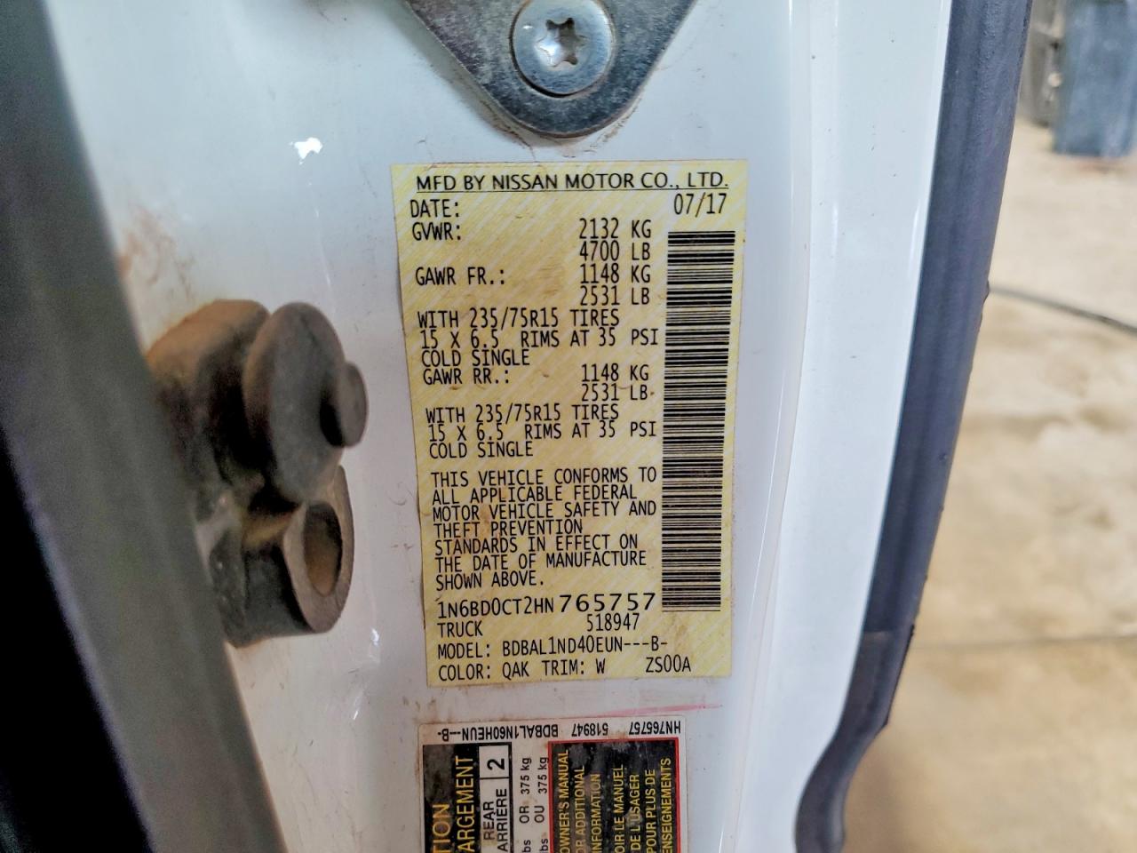 2017 Nissan Frontier VIN 1N6BD0CT2HN765757 photo 12
