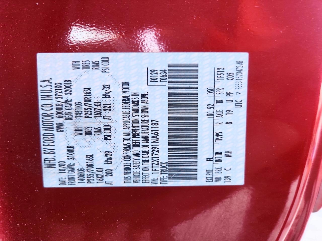 2001 Ford All models VIN 1FTZX17291NA61187 photo 12