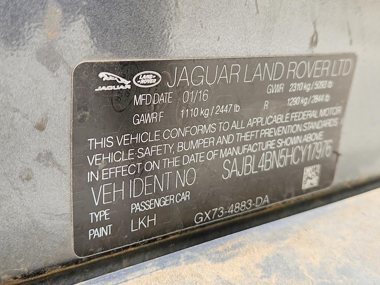 2017 Jaguar Xf VIN SAJBL4BN5HCY17976 photo 12
