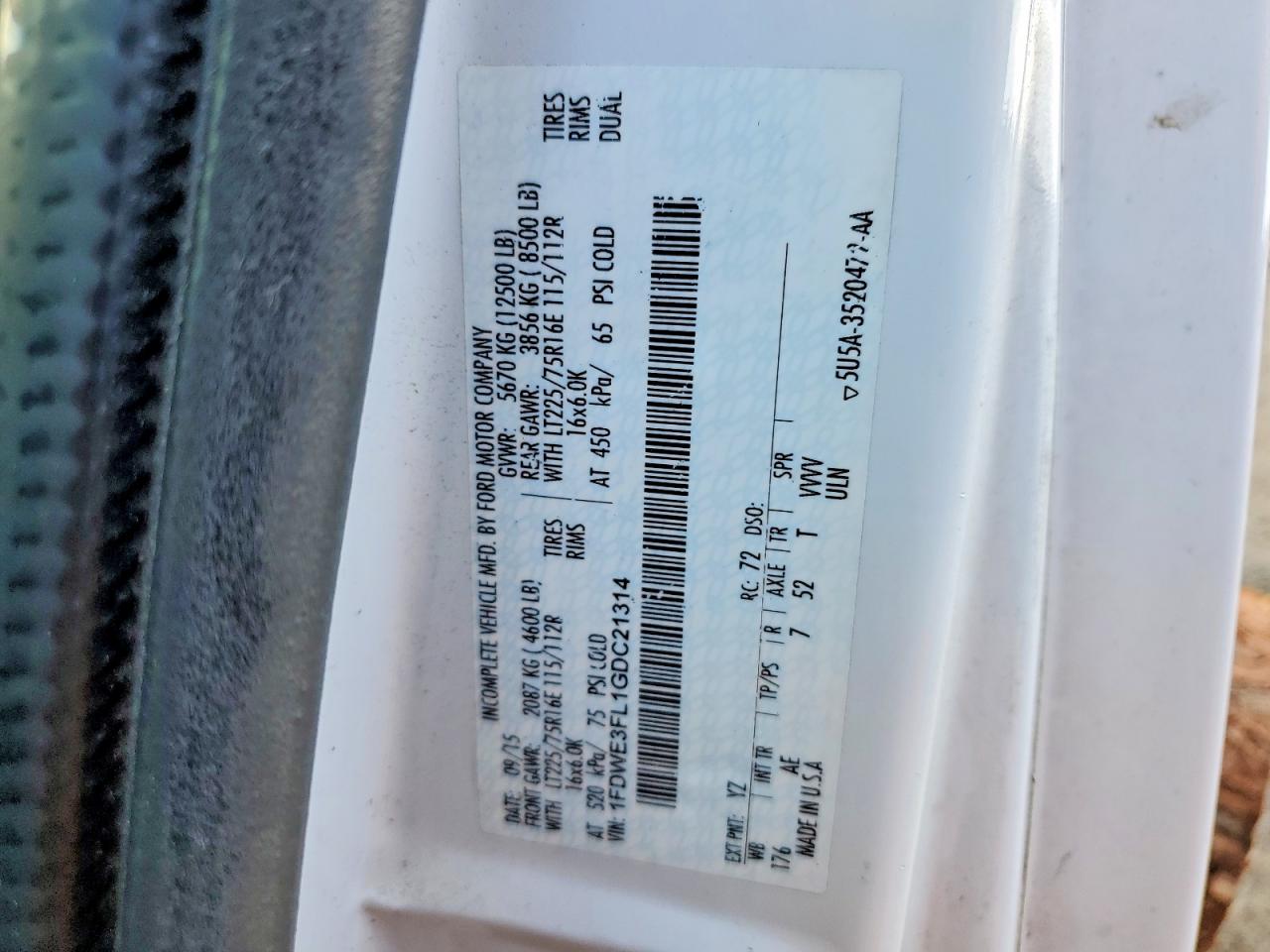 2016 Ford Econoline VIN 1FDWE3FL1GDC21314 photo 12