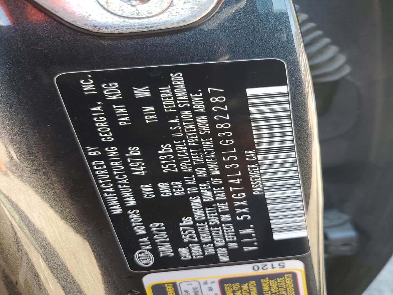 2020 Kia Optima VIN 5XXGT4L35LG382287 photo 12