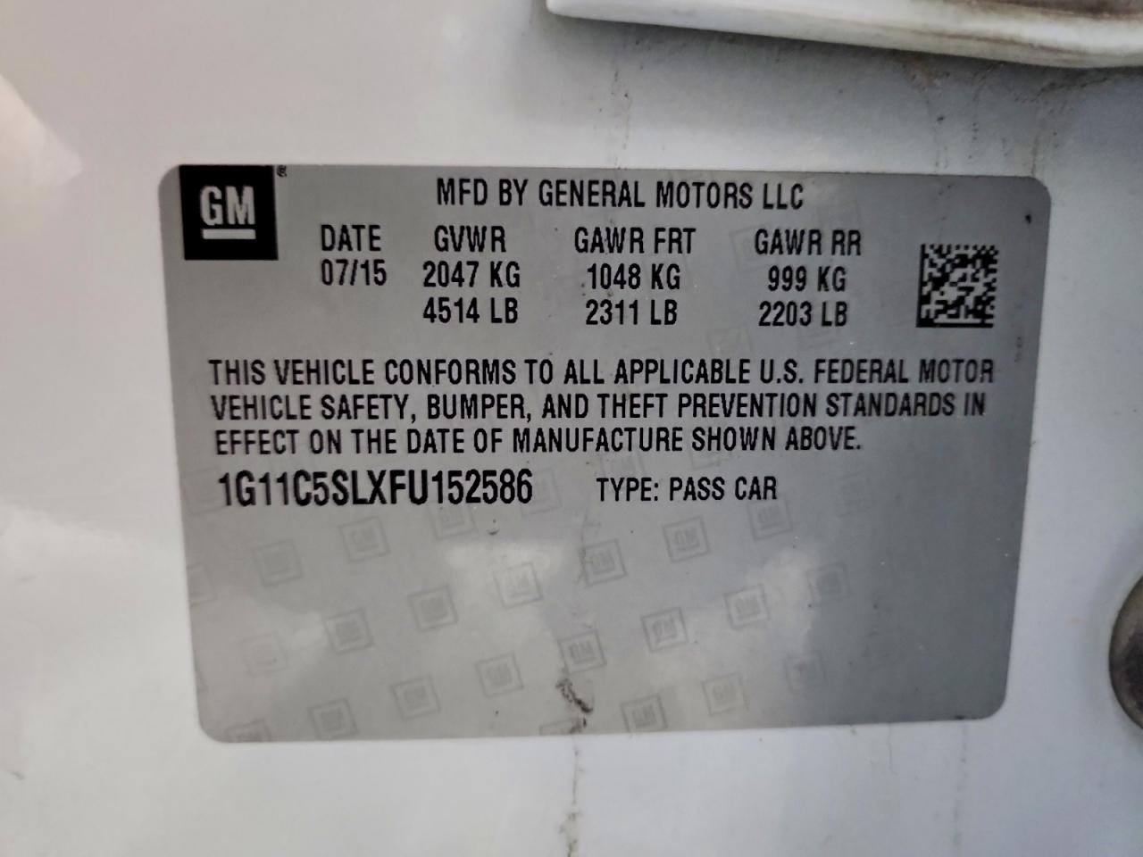 2015 Chev Malibu VIN 1G11C5SLXFU152586 photo 12