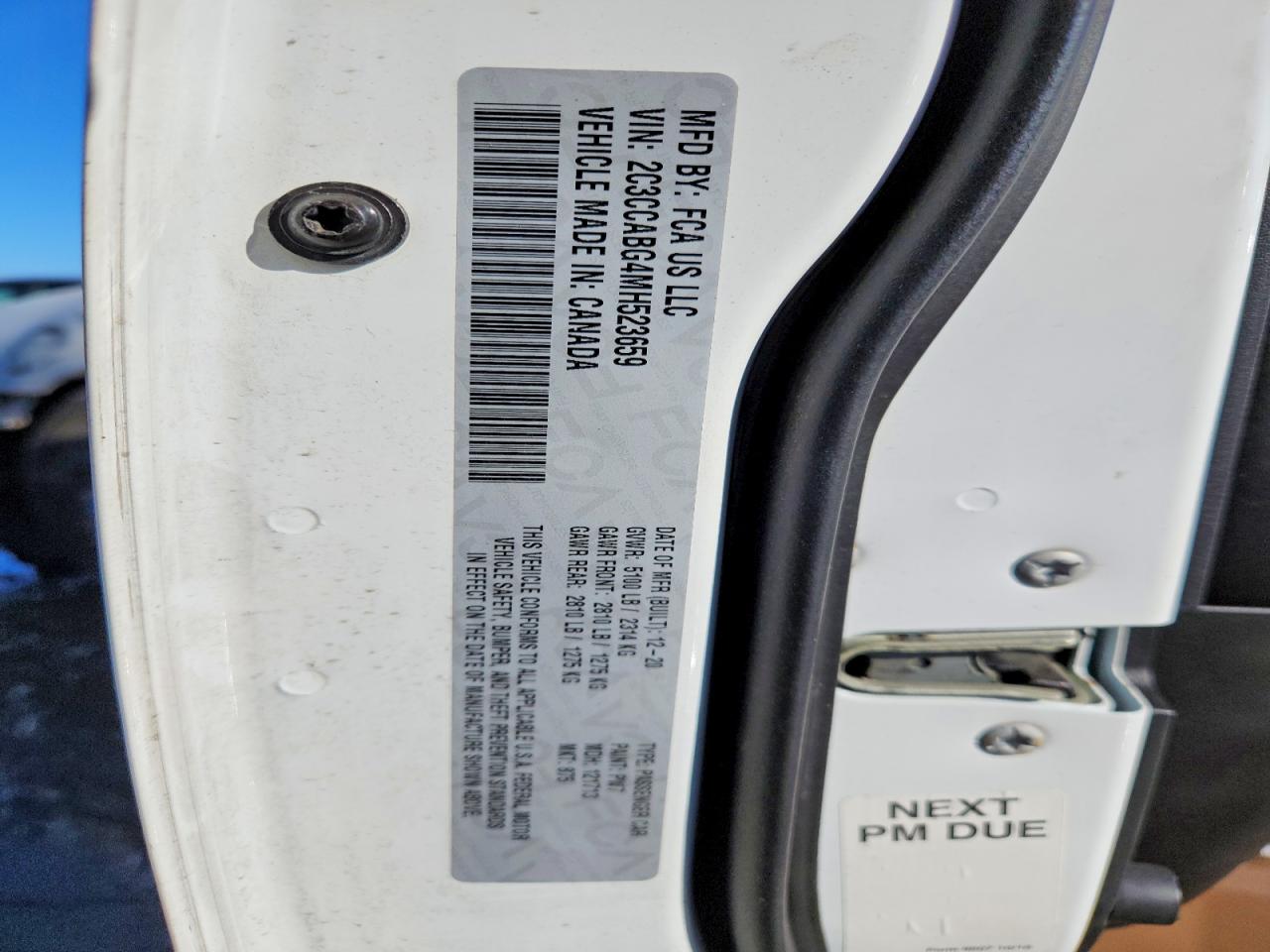 2021 Chrysler 300 VIN 2C3CCABG4MH523659 photo 12
