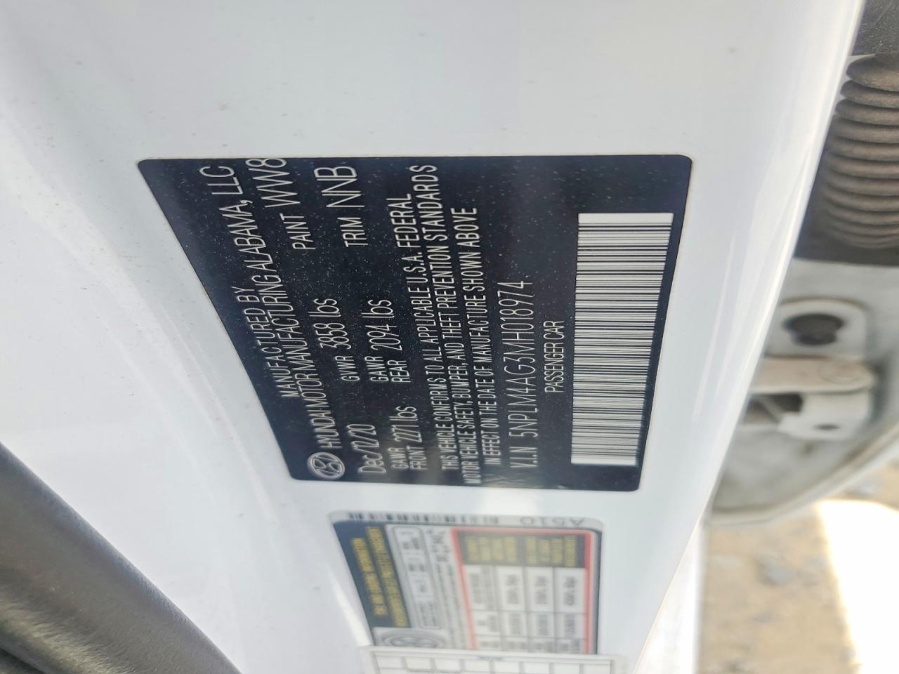 2021 Elantra VIN 5NPLM4AG3MH018974 photo 12