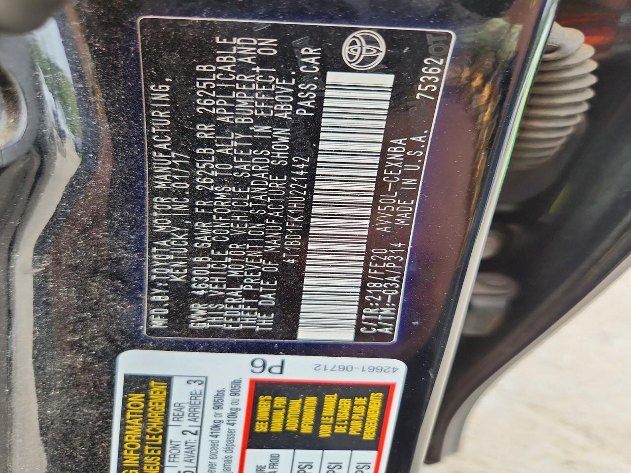 2017 Toyota Camry sola VIN 4T1BD1FK1HU221442 photo 12