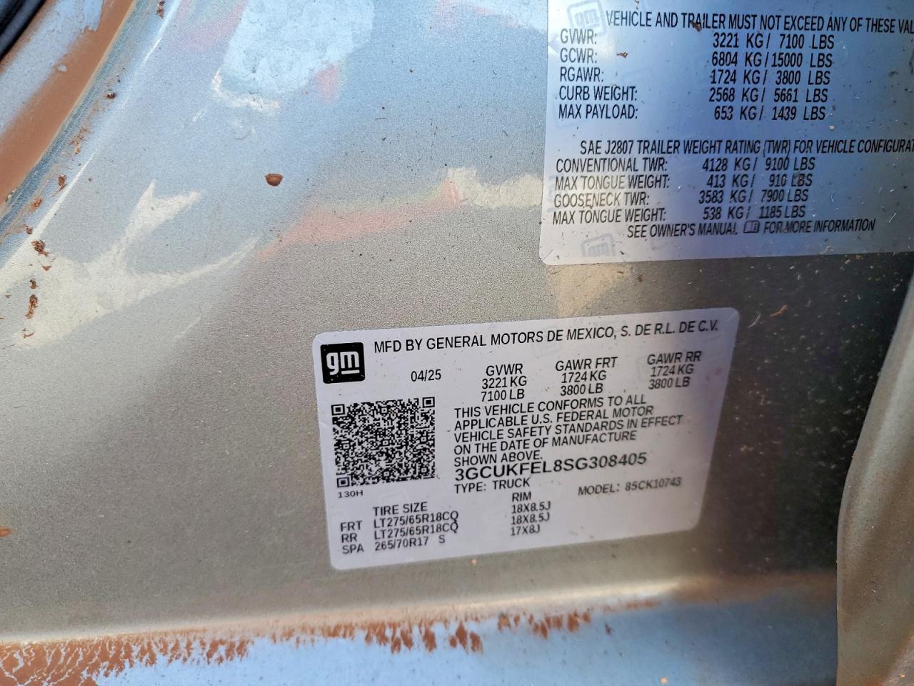 2025 Chevrolet All models VIN 3GCUKFEL8SG308405 photo 12