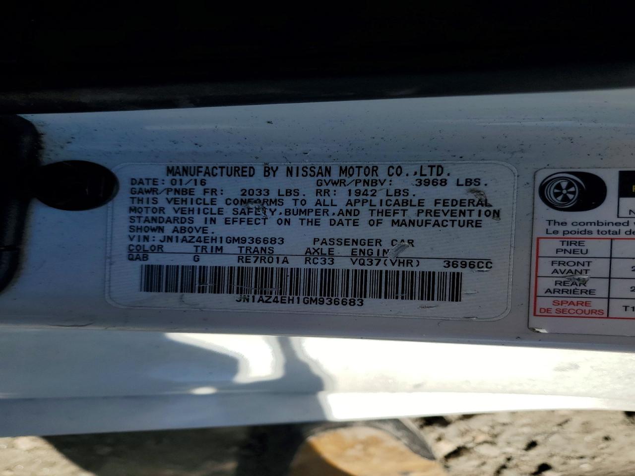 2016 Nissan 370z VIN JN1AZ4EH1GM936683 photo 12