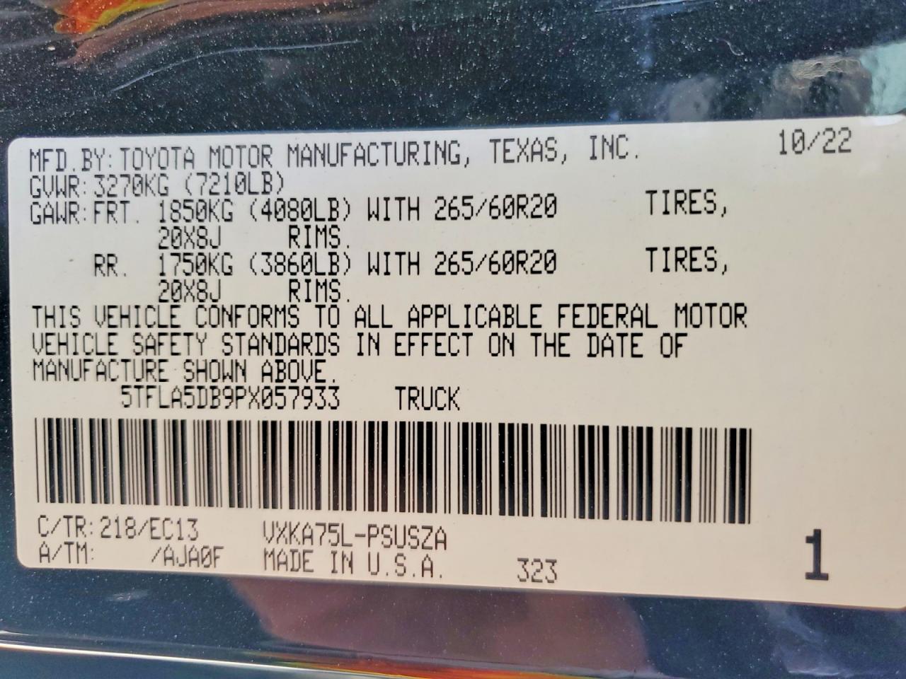 2023 Toyota Tundra VIN 5TFLA5DB9PX057933 photo 12