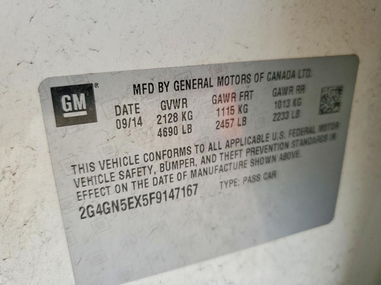 2015 BUICK Regal VIN 2G4GN5EX5F9147167 photo 12