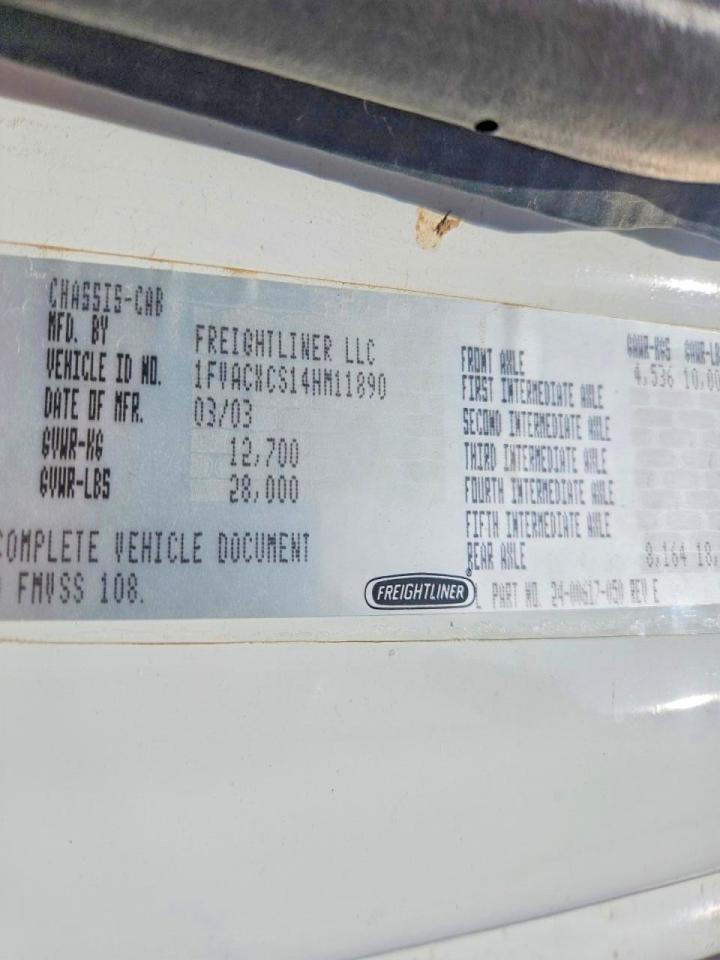 2004 FREIGHTLINER All other VIN 1FVACXCS14HM11890 photo 10