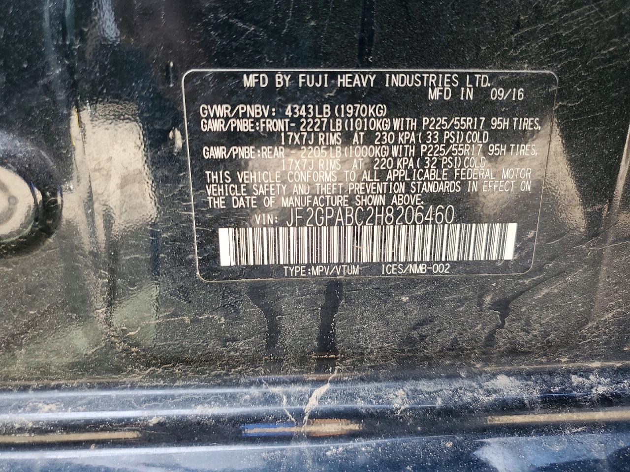2017 Subaru Crosstrek VIN JF2GPABC2H8206460 photo 12