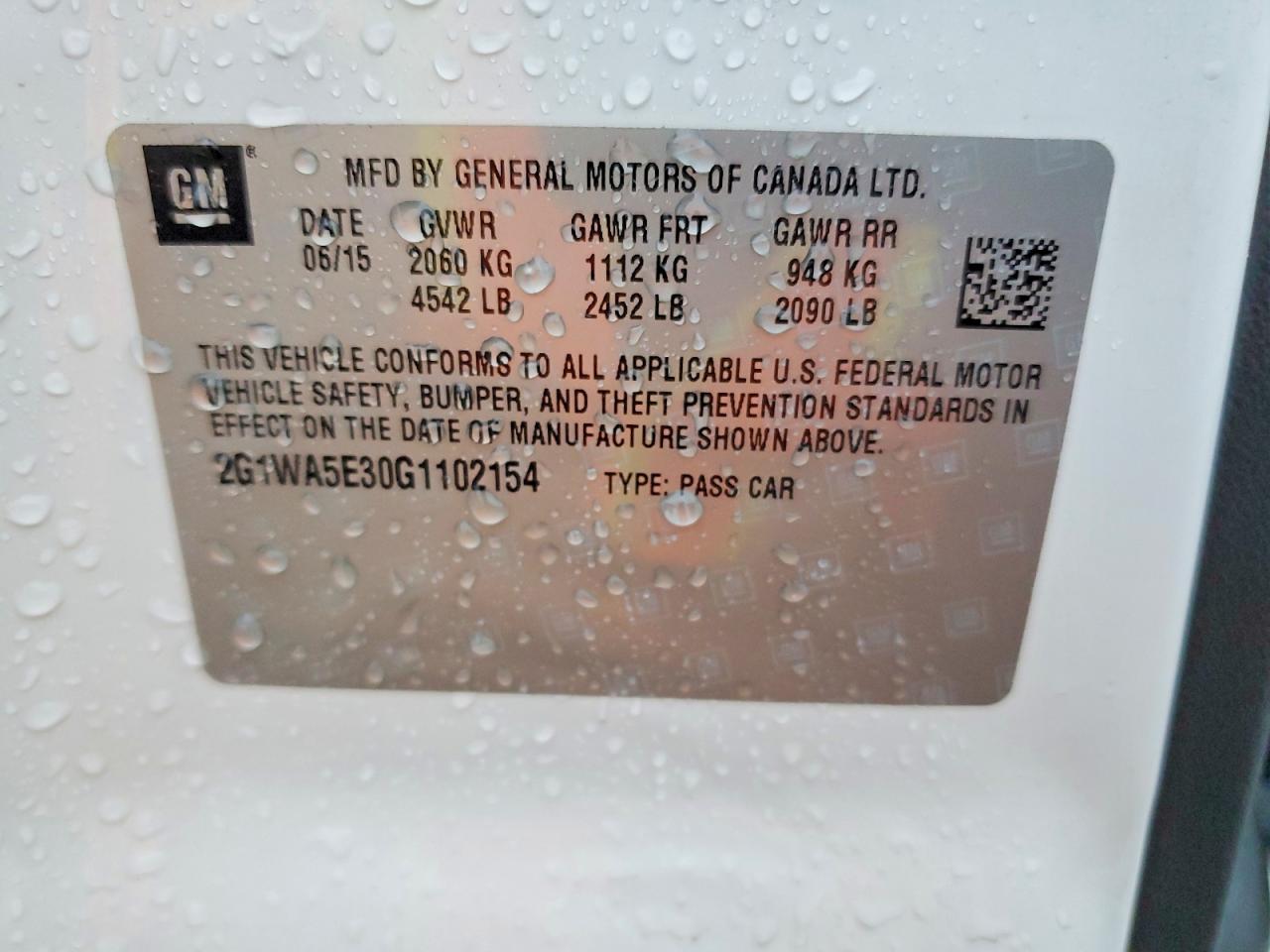 2016 Chevrolet Impala VIN 2G1WA5E30G1102154 photo 12