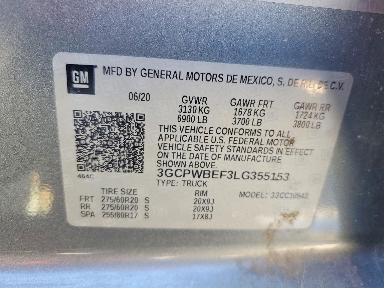 2020 Chevrolet All models VIN 3GCPWBEF3LG355153 photo 12