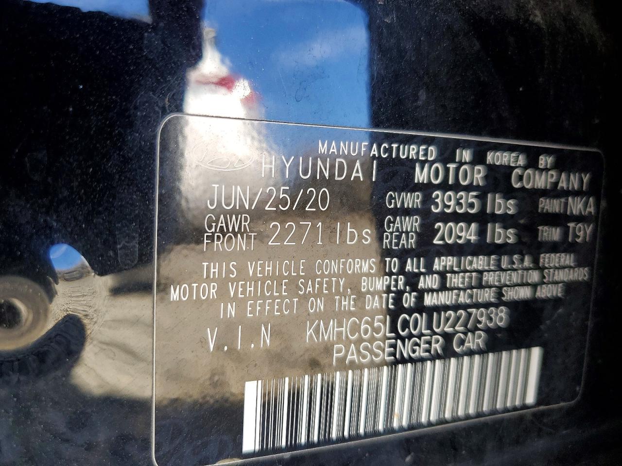 2020 Hyundai Ioniq VIN KMHC65LC0LU227938 photo 12