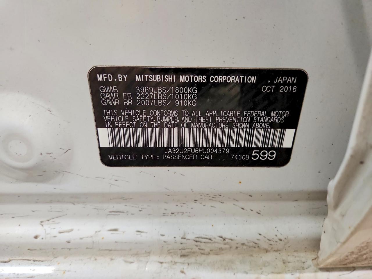 2017 Mitsubishi Lancer VIN JA32U2FU6HU004379 photo 12