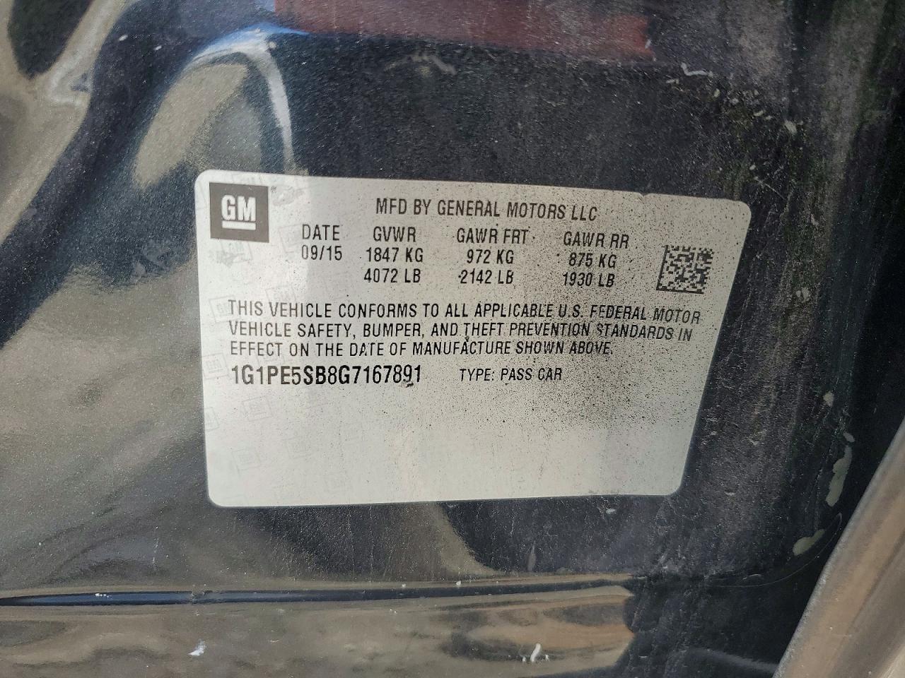 2016 CHEV Cruze VIN 1G1PE5SB8G7167891 photo 12