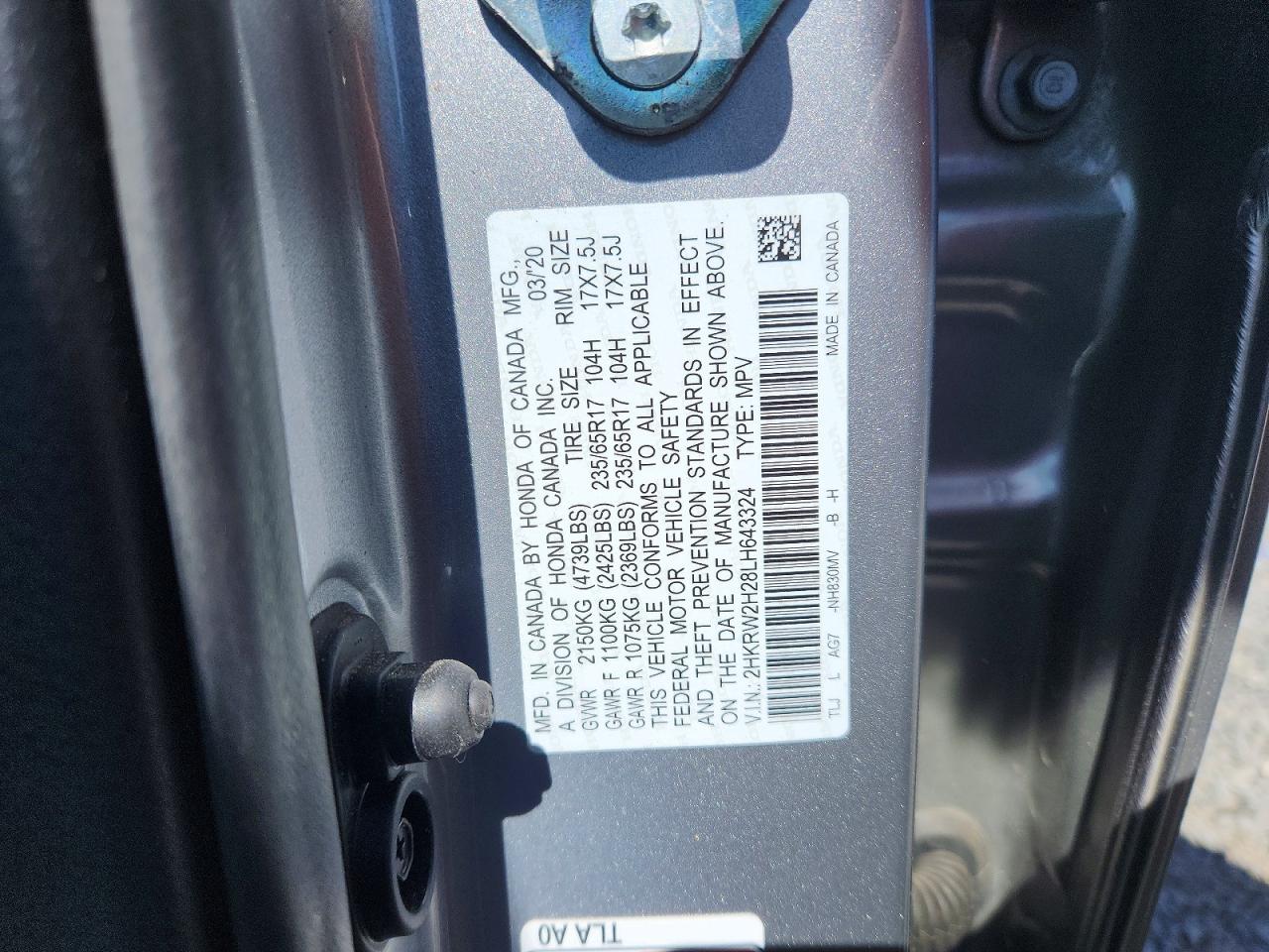 2020 Honda Crv VIN 2HKRW2H28LH643324 photo 12
