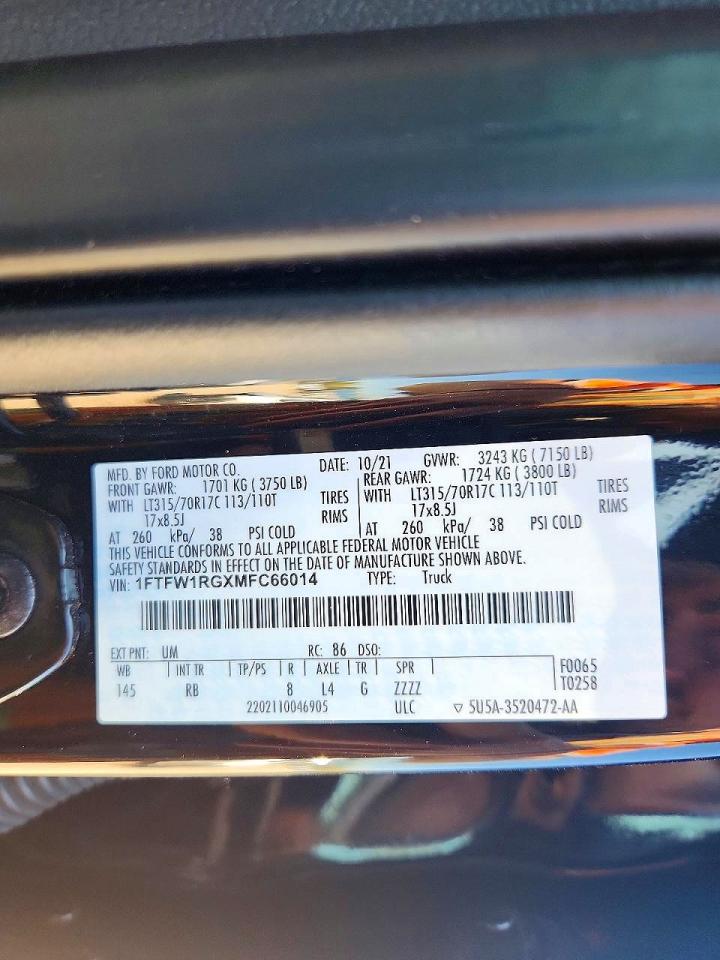 2021 Ford F150 VIN 1FTFW1RGXMFC66014 photo 12