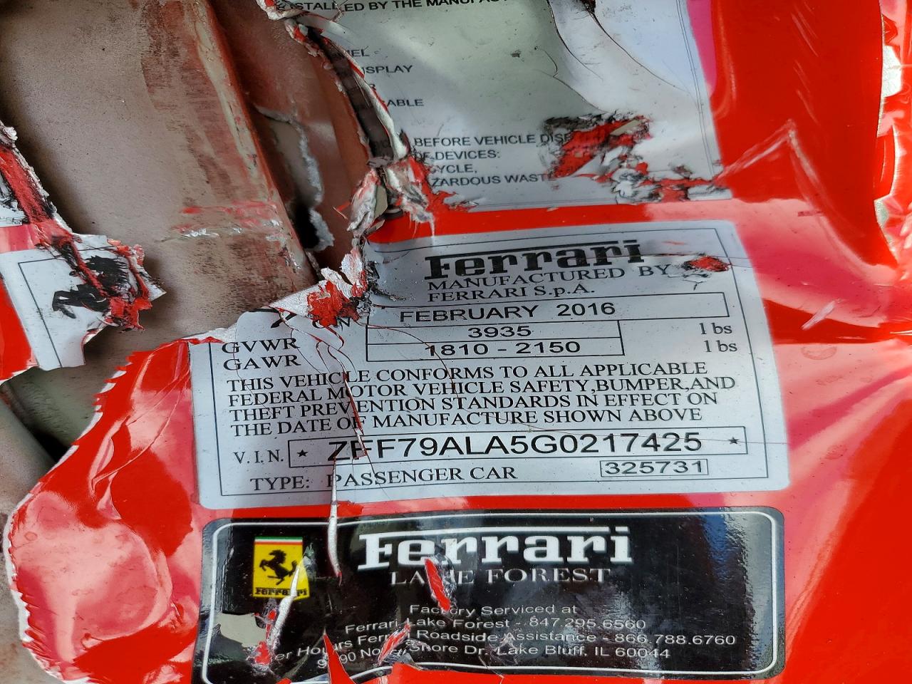 2016 Ferrari All other VIN ZFF79ALA5G0217425 photo 12