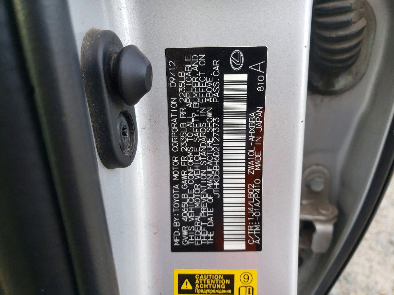 2013 LEXUS Ct 200h ba VIN JTHKD5BH6D2127373 photo 12