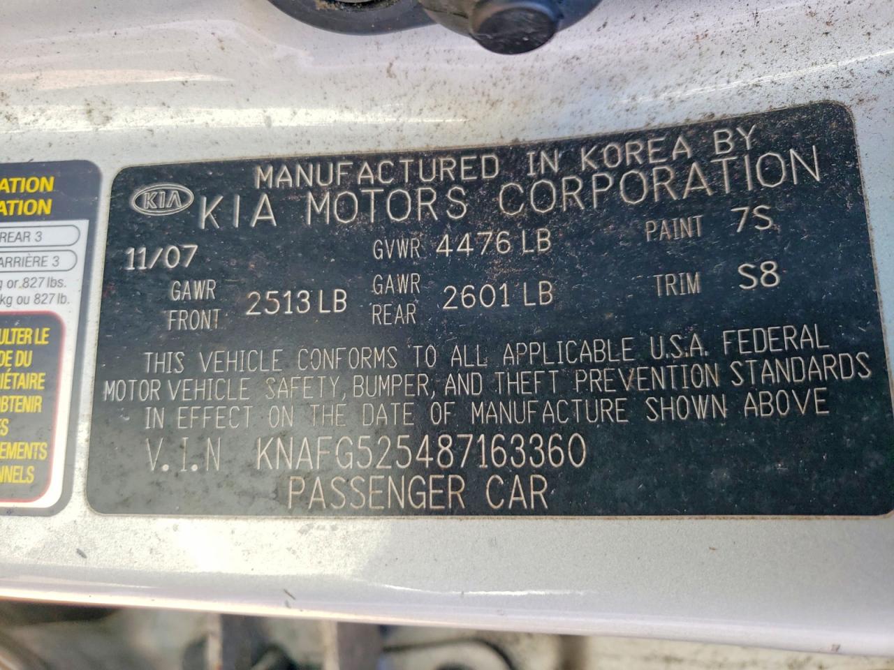 2008 Kia Rondo VIN KNAFG525487163360 photo 12