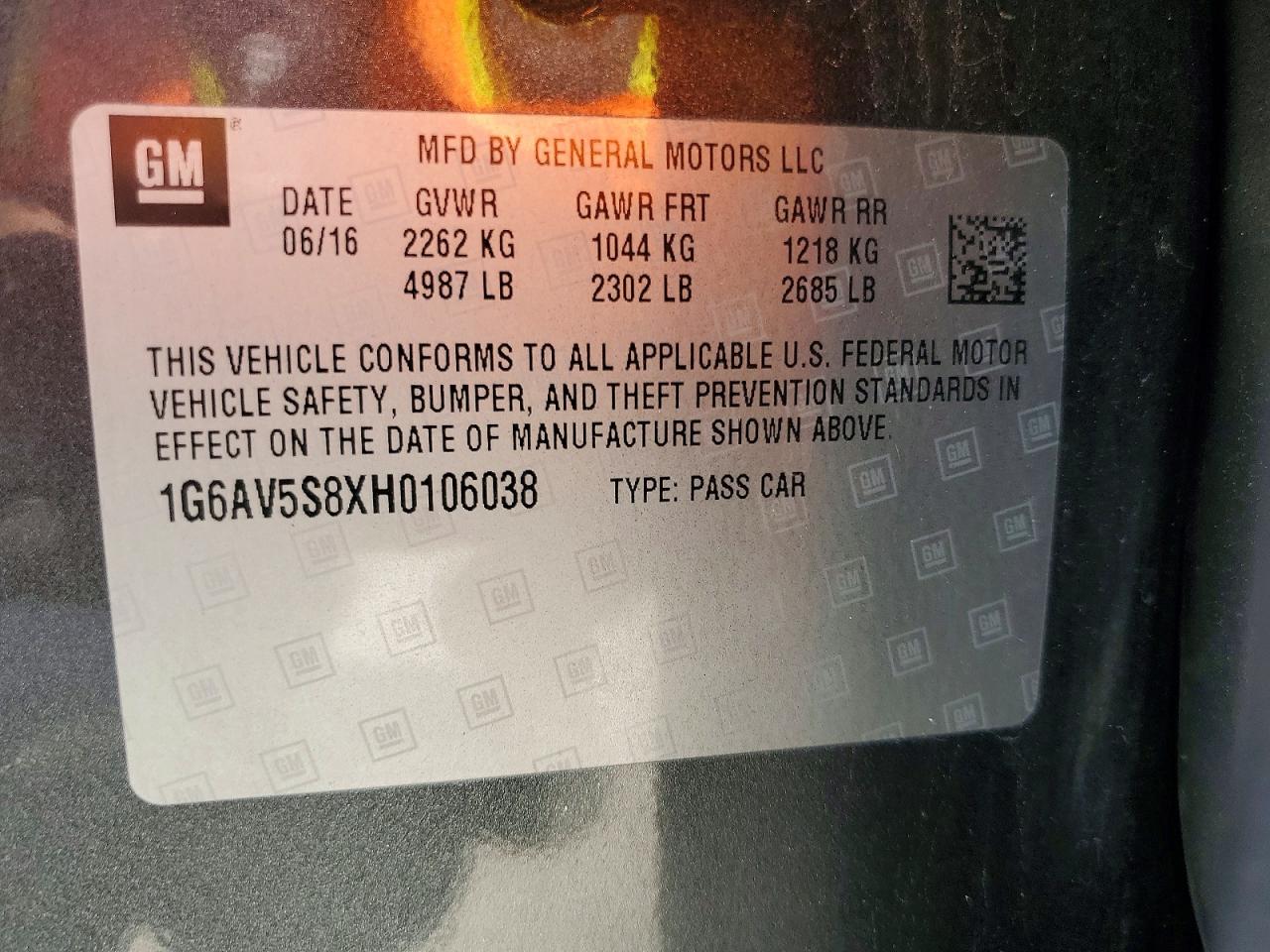 2017 Cadillac Cts vsport VIN 1G6AV5S8XH0106038 photo 12