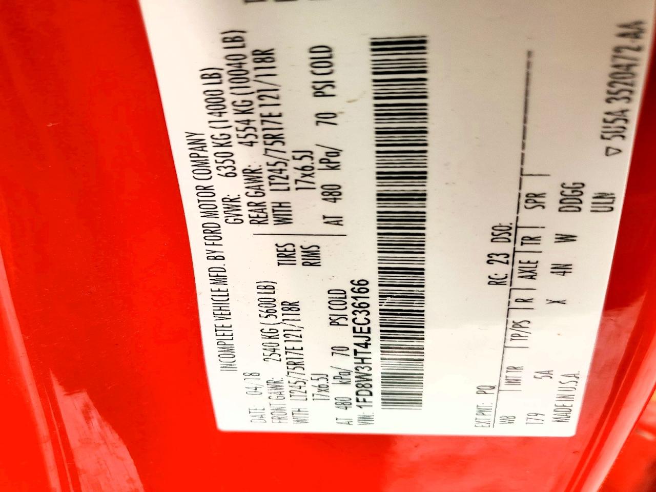 2018 Ford F350 VIN 1FD8W3HT4JEC36166 photo 10