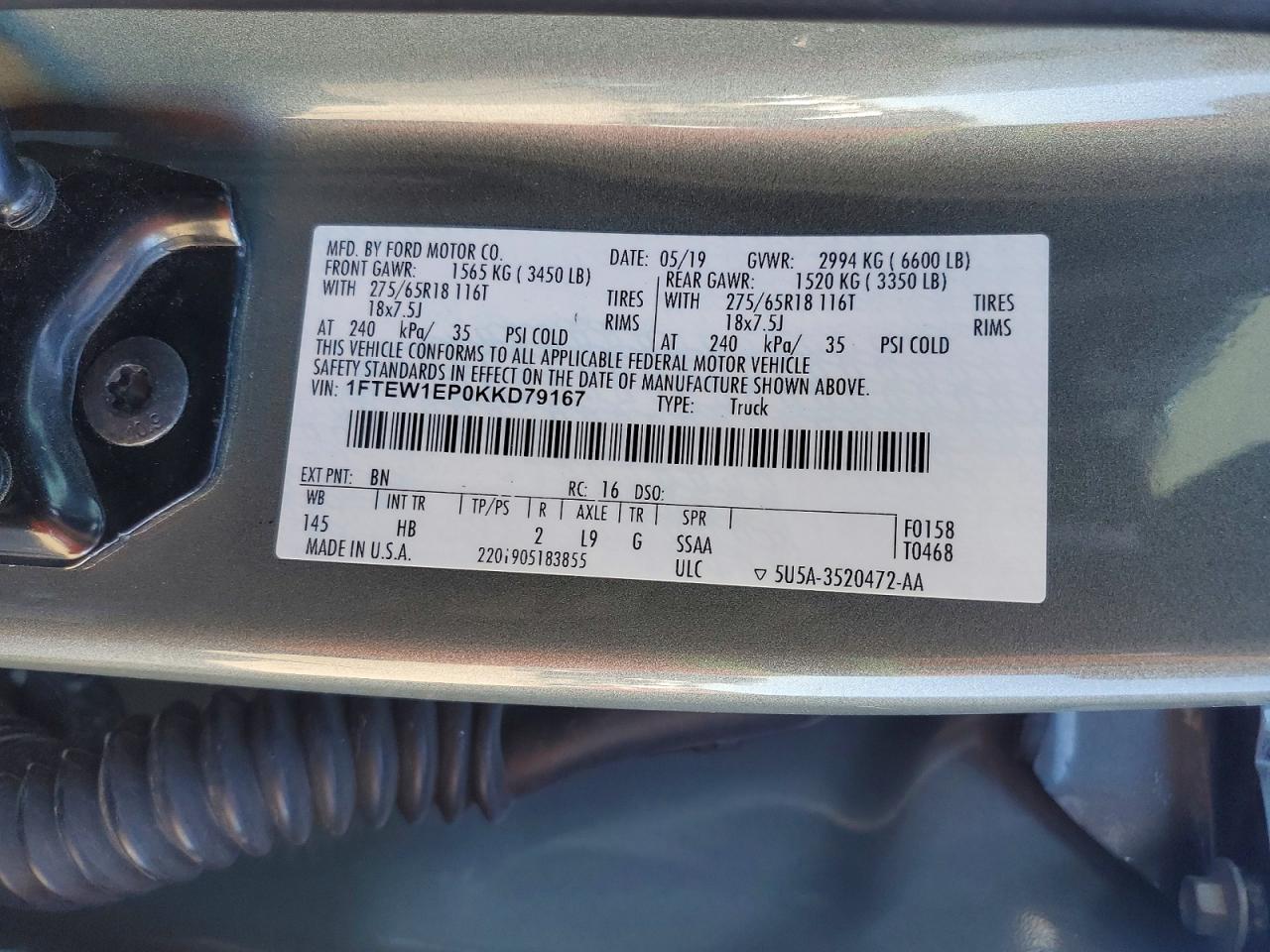2019 Ford F150 VIN 1FTEW1EP0KKD79167 photo 12