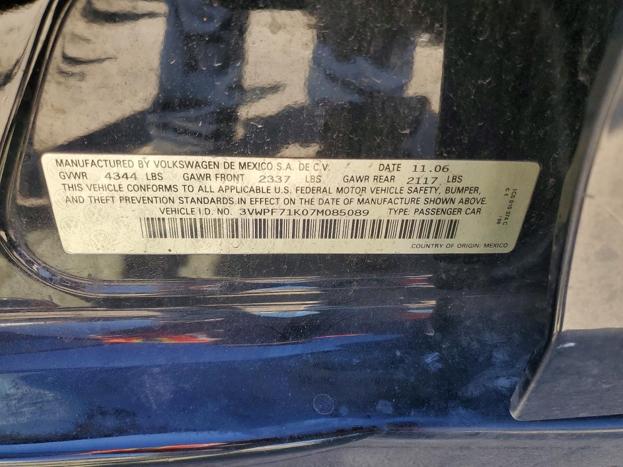 2007 VOLKSWAGEN Jetta VIN 3VWPF71K07M085089 photo 12