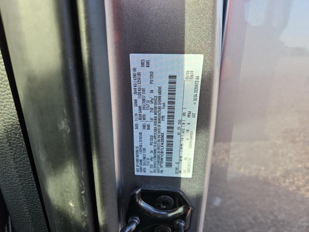 2020 Ford F150 VIN 1FTEW1CB1LFA28060 photo 12