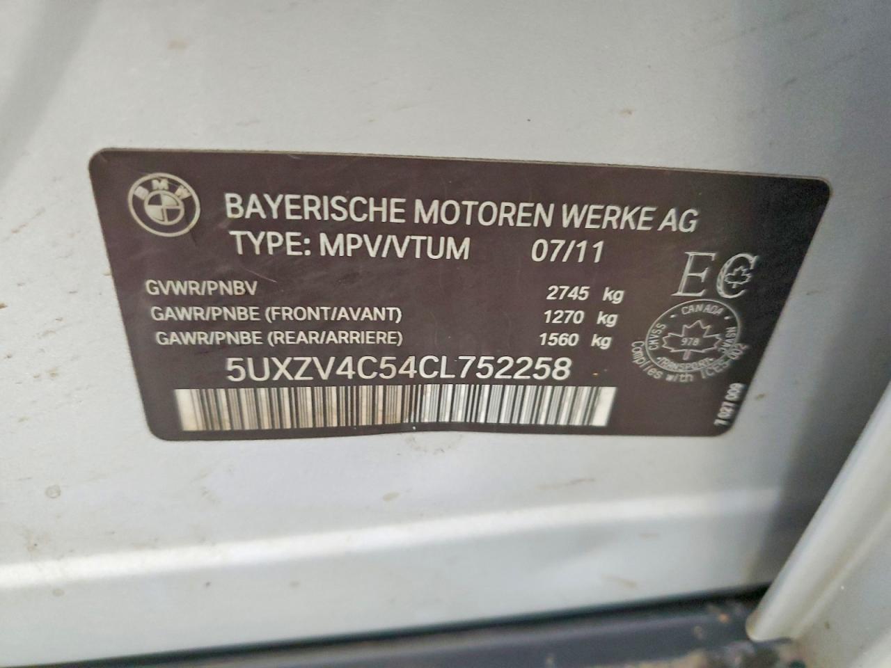 2012 BMW X5 35i 4dr VIN 5UXZV4C54CL752258 photo 12