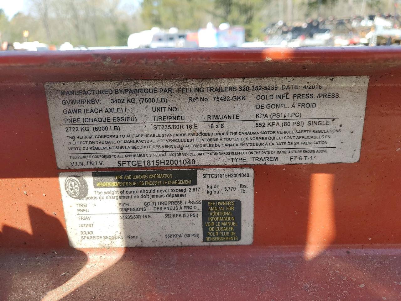 2017 FELLING Unknown VIN 5FTCE1815H2001040 photo 10
